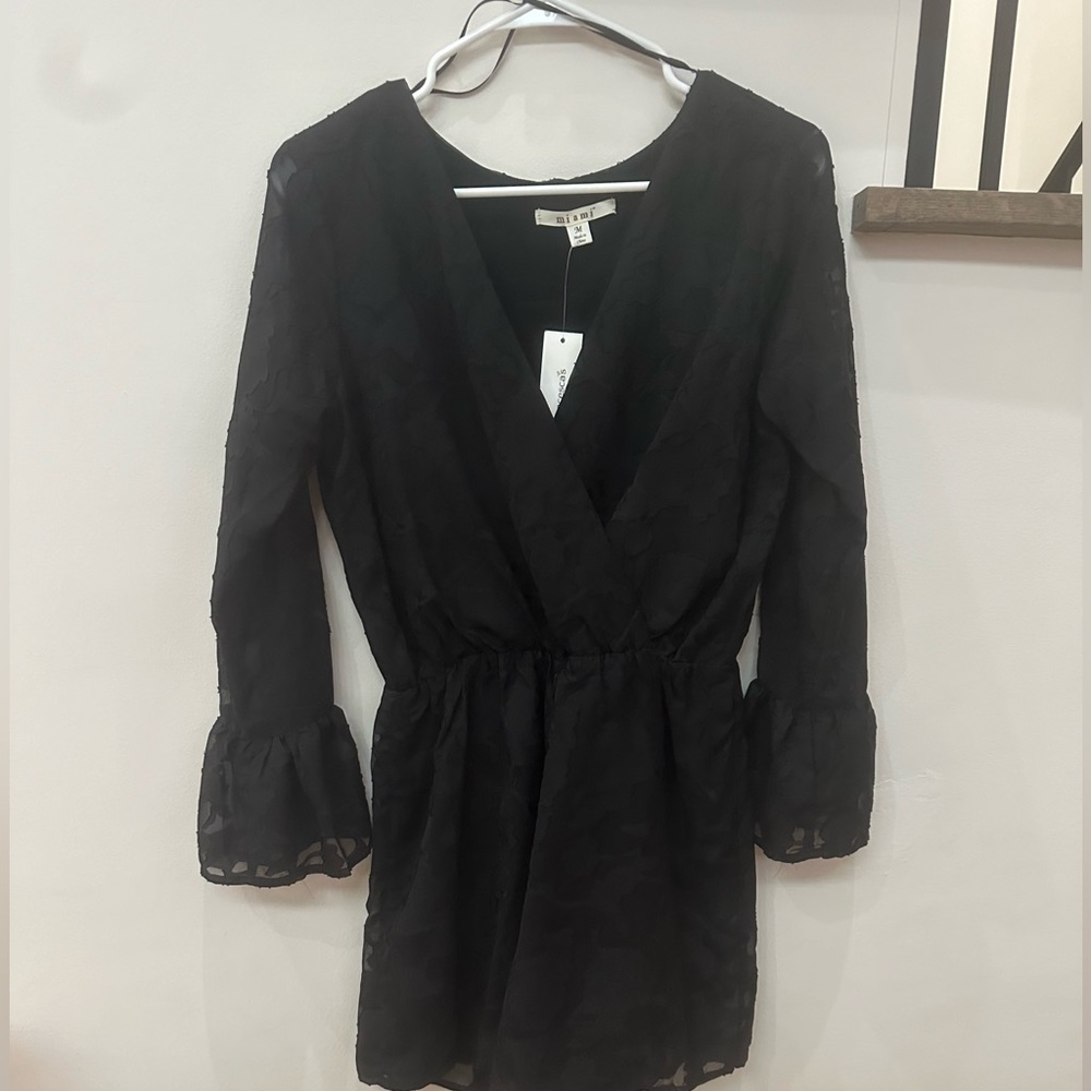 Black floral lace romper
